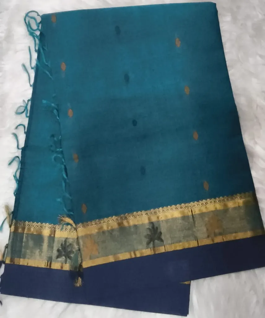 Uppada Chenderi Cotton Silk - Blue