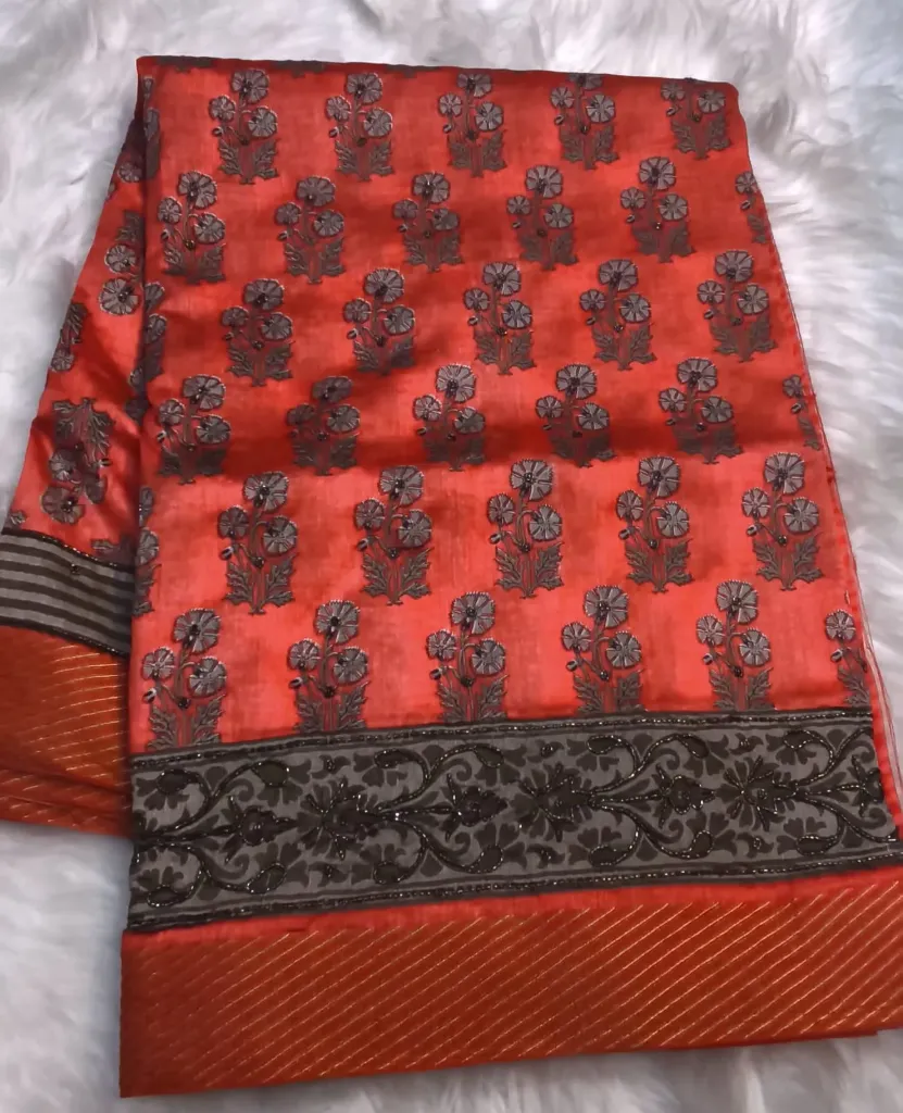 Sequence Work Sarees - Orange