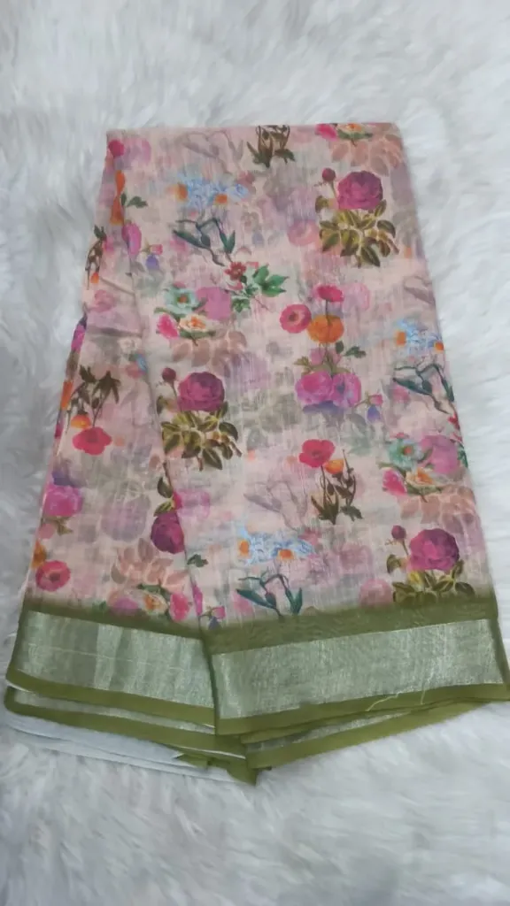 Lenin Silk - Light Pink/Green Border