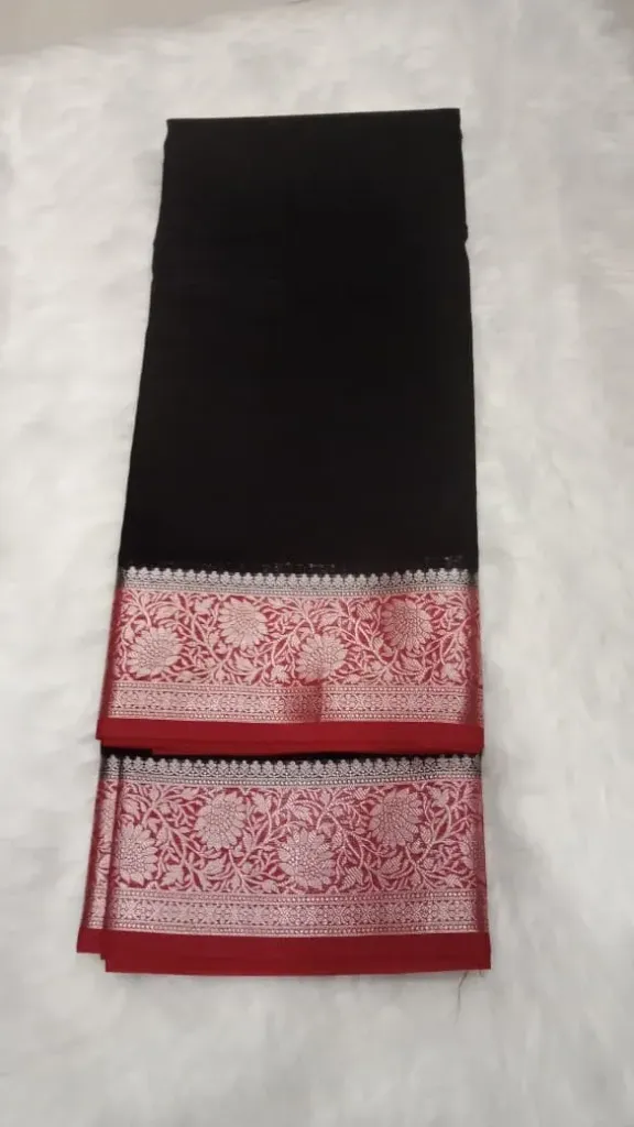 warm silk black&merron semi silk saree