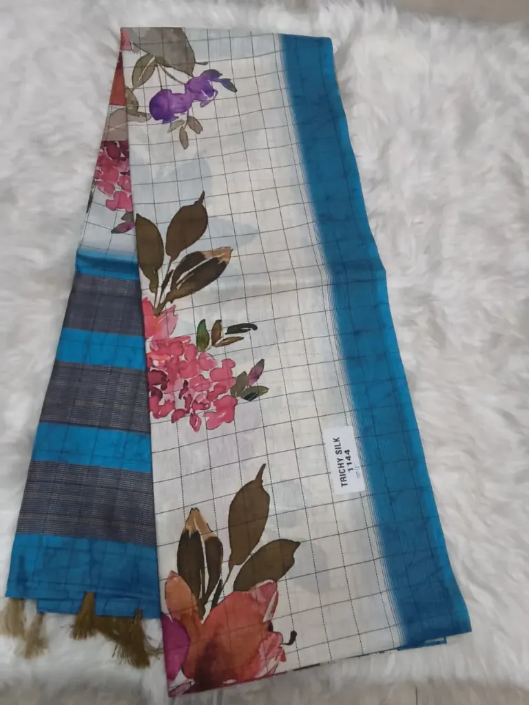 Madhumilan Digital Print - White/Blue