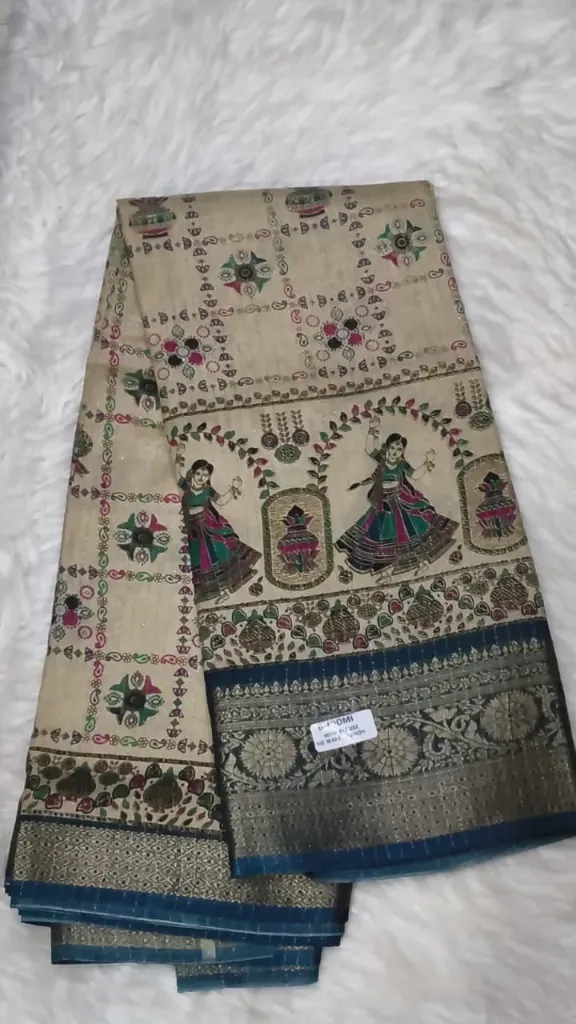 Bhoomi Sarees (Cream/Blue)