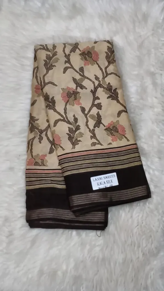 Lakshmi Saree Kala Silk (Cream/Black)