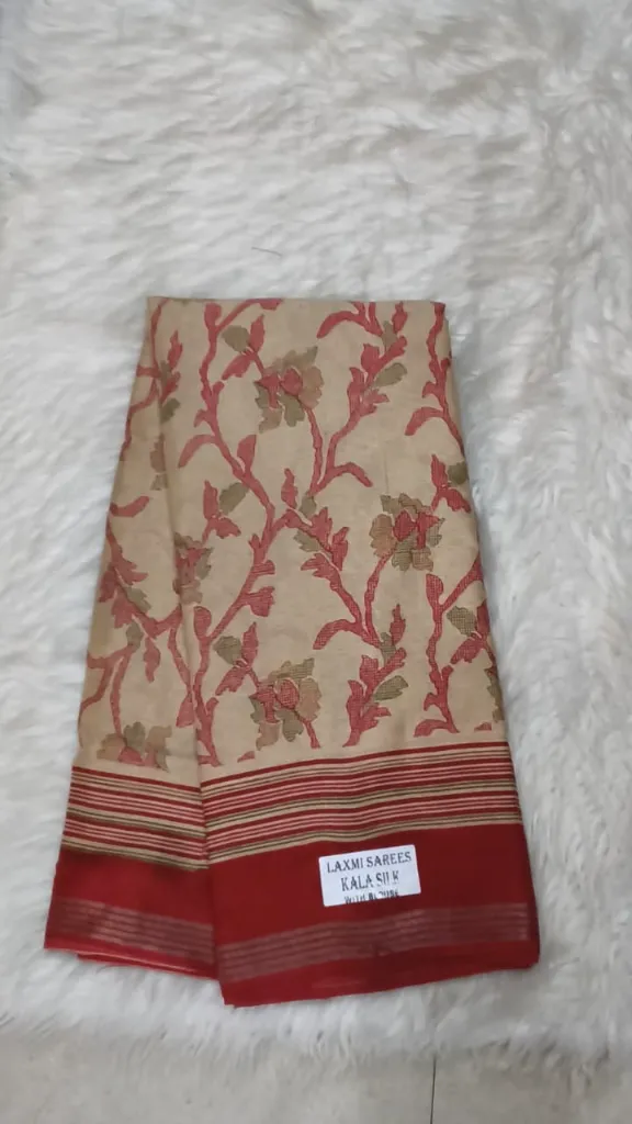 Lakshmi Saree Kala Silk(Cream-Red)