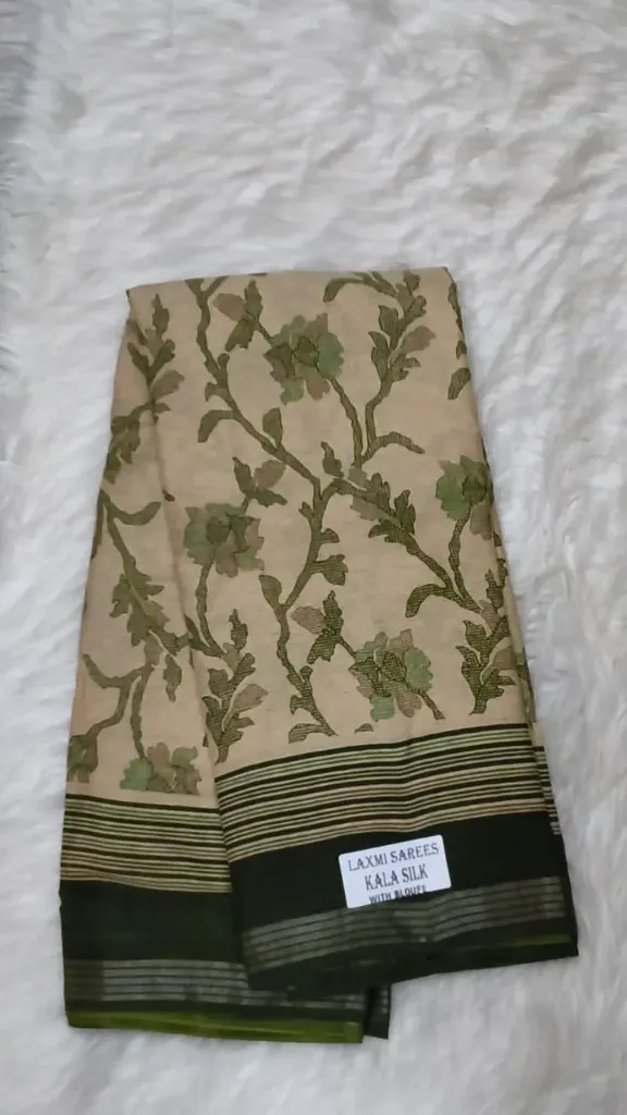 Lakshmi Saree Kala Silk(Cream-Green)