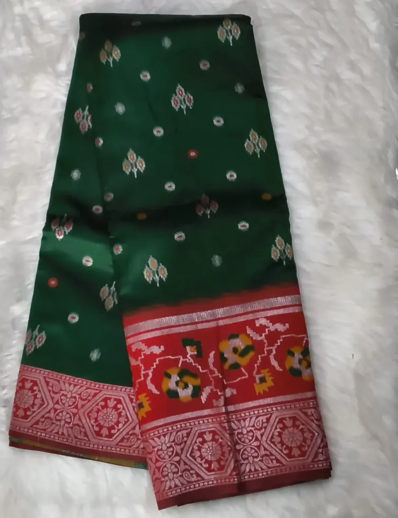 Green Semi Silk Pochampally Border