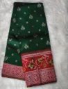 Green Semi Silk Pochampally Border