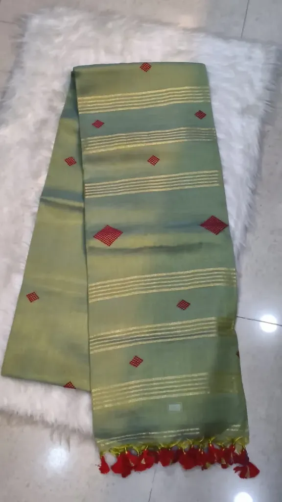 Tusser Silk - Double Shade Pastel Green