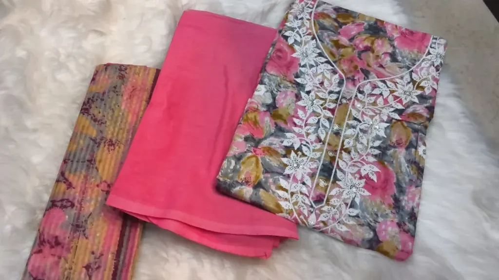 Cotton Dress Material - Pink