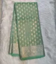 Banarasi Tusser Semi Silk Saree- Traditional Floral Butti Weave From Varanasi - Pastel Green