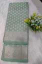 Elegant Varanasi Tussar Semi Silk Saree Pastel Green with All-Over Floral Butti Work