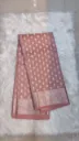Banarasi Tusser Semi Silk Saree- Traditional Floral Butti Weave From Varanasi - light biscut color