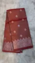 Banarasi Tusser Semi Silk Saree- Traditional Floral Butti Weave From Varanasi - Double Shaded Red