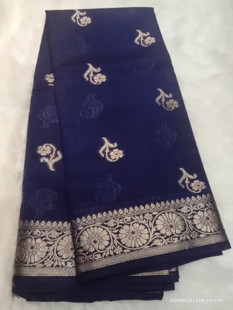 Elegant Viscose Semi Silk Georgette saree  Soft Texture Finish Blue