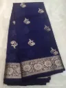 Elegant Viscose Semi Silk Georgette saree  Soft Texture Finish Blue