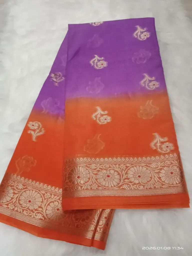 Viscose Semi Silk Dual Tone (Lavender Orange)