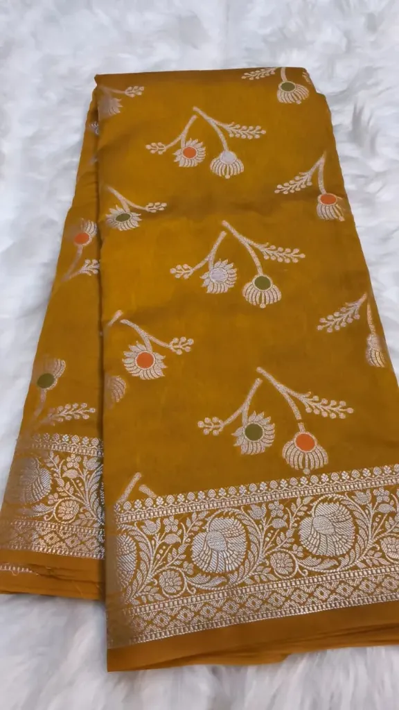Mango Silk Meenakari Butti (Mustard)