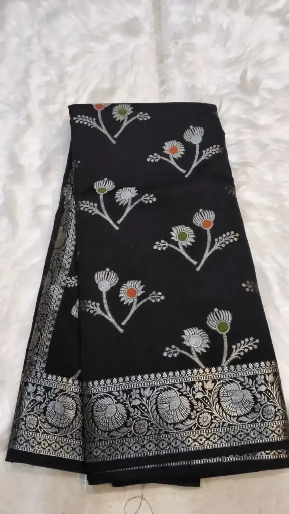 Mango Silk Meenakari Butti (Black)