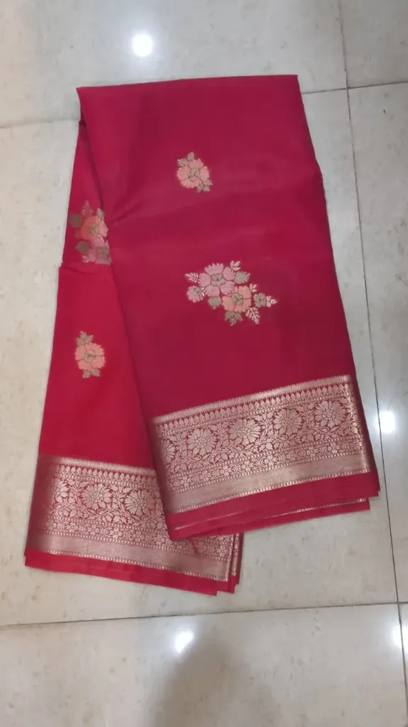 Georgette Banarasi Small Butta Megenta