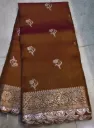 Tussar Silk With Lace Border - Honey Colour