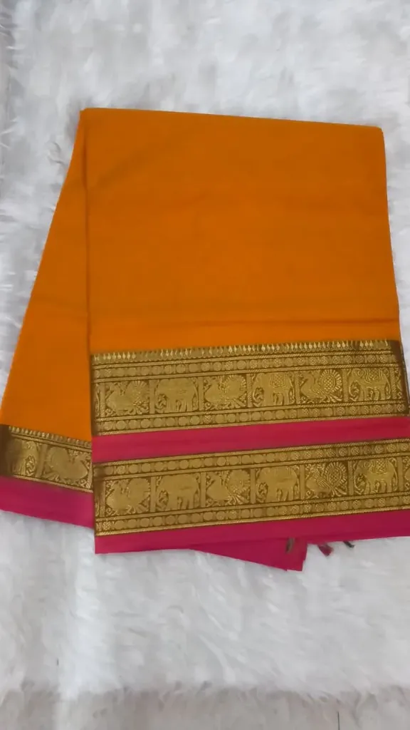Kandangi Cotton Saree - Mustard