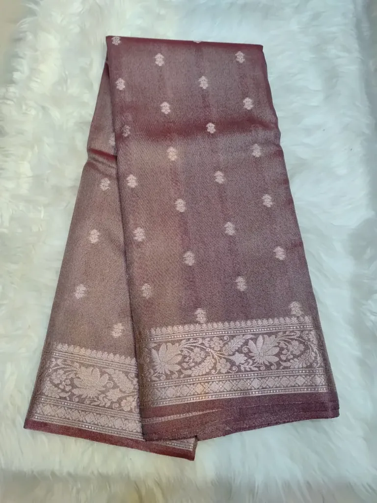 Tissue Soft Butti Flower With Leaf - Maroon