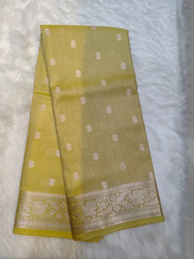Tissue Soft Butti Flower With Leaf - Gold Shade