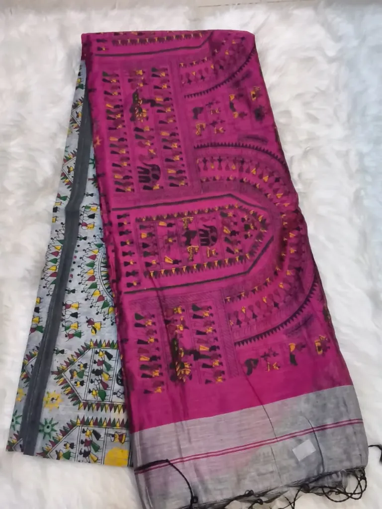Printed Kanta Sarees - Megenta