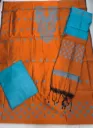 Tat Charka Dress Material - Orange/Blue