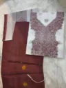 Tat Charka Dress Material - White/Brown